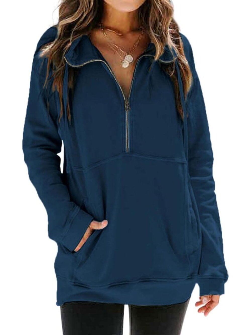 Cozy Oversized Half Zip Sweatshirt | Warm Pullover for Fall & Winter Women